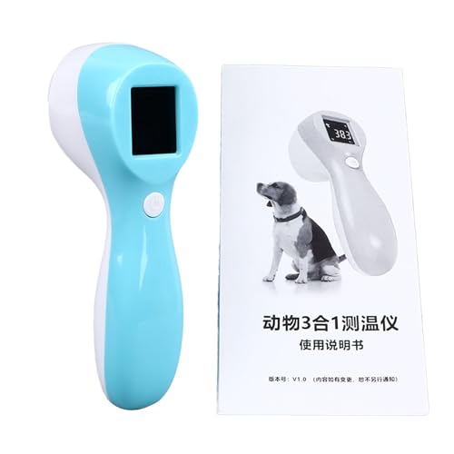 Zerodis Stirnthermometer, Digitales Haustier-Thermometer, Infrarot, Berührungslos, Hohe Genauigkeit, 3-in-1-Tierthermometer für Haustiere, Katzen, Hunde, Rinder, Schafe, Schweine von Zerodis