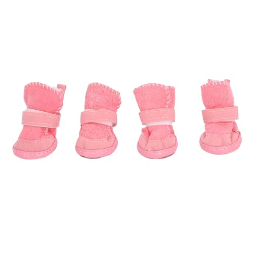 Zerodis Verstellbare, Weiche Haustierstiefel für Kleine Hunde mit Rutschfesten Sohlen, Pfotenschutz-Hundeschuhe für den Innen- und Außenbereich (PINK) von Zerodis