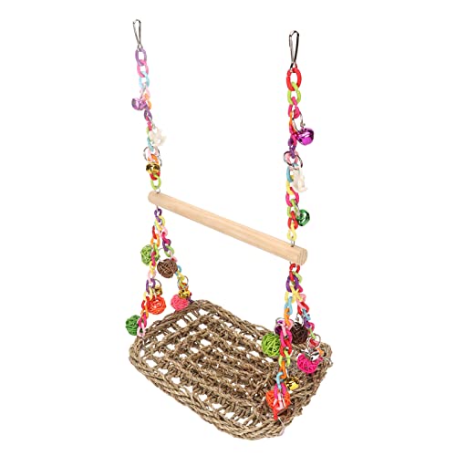 Zerodis Vogel-Seegras-Schaukel, Spielzeug, Vogel, Papagei, Trapezschaukel, Seegras, Bunte Rattankugeln, Doppelschichtige Papageien-Kletterhängematten-Schaukel mit Holzstange für Zerodis Vogel-Seegras-Schaukel, Spielzeug, Vogel, Papagei, Trapezschaukel, Seegras, Bunte Rattankugeln, Doppelschichtige Papageien-Kletterhängematten-Schaukel mit Holzstange für von Zerodis
