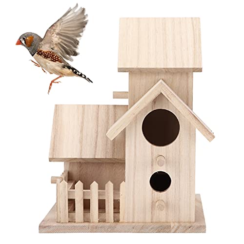 Vogelhaus Im Freien, DIY Country Cottages Bird House Cabin Birdhouse Garden Patio Dekorative Box Birdhouse(DREI Räume) von Zerodis