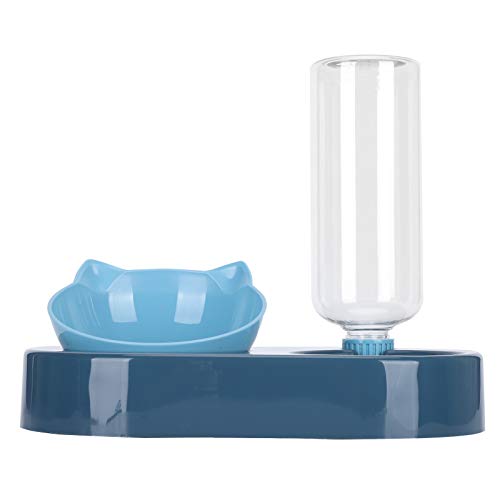 2 in1 Pet Bowls Automatischer Wasserspender, No-Spill Double Dog Feeder Bowl Sparen Sie Platz Pet Waterer Pet Food Wasserschalen für Katzen und kleine Hunde(Blau) von Zerodis