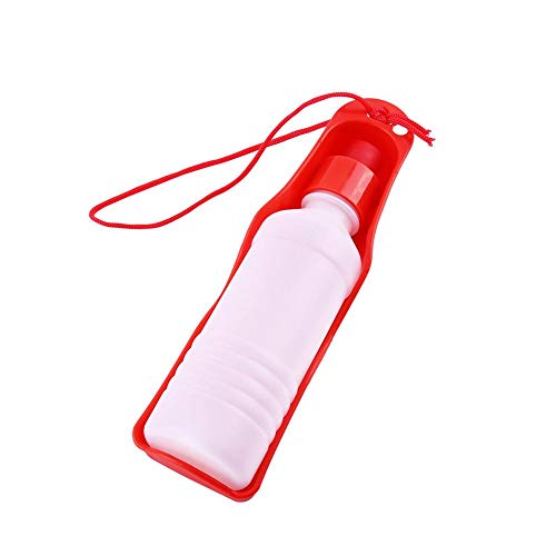 Zerodis 250ml/500ml Hundewasserflasche, Faltbare Haustierwasserflasche Tragbarer Haustierwasserspender für das Gehen im Freien Wandern Reisen(500ml-rot) von Zerodis