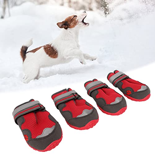 4 StüCk Hundestiefel, Mesh Atmungsaktiver Hundepfotenschutz mit Reflexstreifen Robuste Anti-Rutsch-Sohle Hundeschuhe FüR Outdoor-Aktivitäten (Geben Sie 5 EIN) von Zerodis