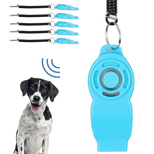 Zerodis 5Pcs Dog Clicker and Whistle, 2 in 1 Portable Pet Training Whistle Pet Training und Verhaltenshilfe für alle Rassen und Altersgruppen Welpenfreundlich(Blau) von Zerodis