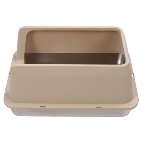 Zerodis Anti -Spritzer Edelstahl Kätzchen Katzentoilette, Katzenstreubox mit Hoher Kapazität für Mehrere Katzen (Khaki) von Zerodis