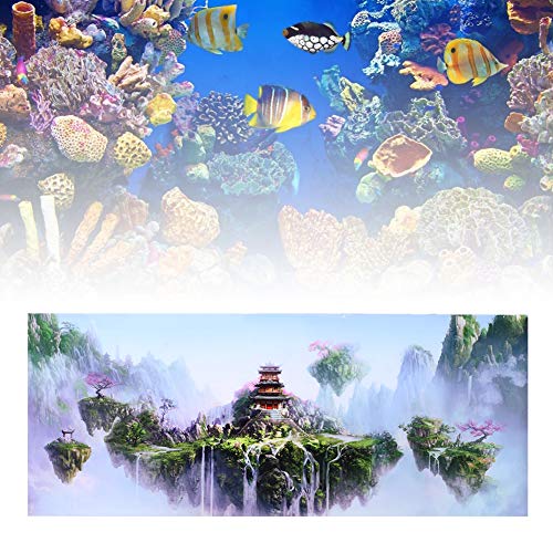 Zerodis Aquarium Hintergrund Poster, 3D PVC Wasserdicht Klebstoff Aquarium Wallpaper Aufkleber Sky Castle Aquarium Hintergrund Dekoration für Aquarium Aquarium(122 * 50cm) von Zerodis