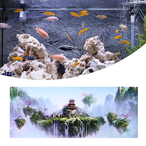 Zerodis Aquarium Hintergrund Poster, 3D PVC Wasserdicht Klebstoff Aquarium Wallpaper Aufkleber Sky Castle Aquarium Hintergrund Dekoration für Aquarium Aquarium(91 * 50cm) von Zerodis