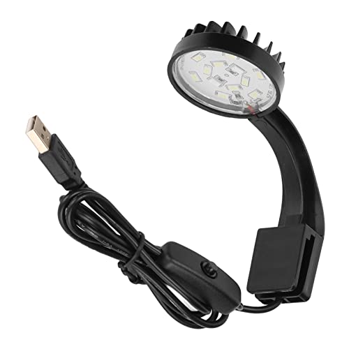 Zerodis Aquarium Licht Clip auf Aquarium Clip Licht Aquarium Licht 5W 5V 12 LEDs Blau Weiß Licht Hohe Helligkeit VeräNderbarer Winkel USB Klemme Aquarium Licht LED Aquarium Licht Fisch (Schwarz) von Zerodis