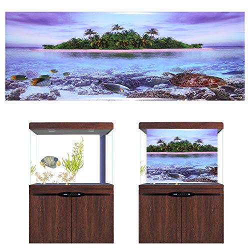 Zerodis Aquarium-Poster mit 3D-Effekt, Aquarium-Dekoration und Landschaftsbauzubehör, Baum-Strand-Poster für Aquarium-Dekoration, 3D-Effekt-Poster Haustiere für Aquarienfische (91 * 50CM) von Zerodis
