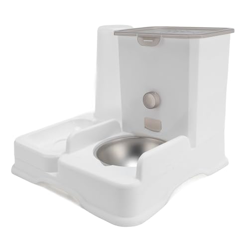 Zerodis Automatische Haustiernahrung Wasserspender Set Automatische Feeder Haushalt Große Kapazität Doppelschüssel Schwerkraft Haustierfuttermittel mit Nicht -Schlupf -Basis für Katzen Hunde von Zerodis