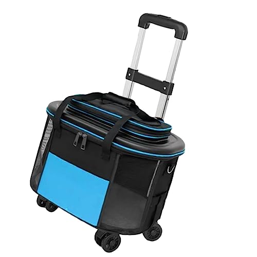 Zerodis Bequemer Katzenträger mit Rädern, Tierwagenkoffer, Tierkoffer, Robuster Träger von Hunden für Hunde mit Rädern Zum Reisen (Blue) von Zerodis