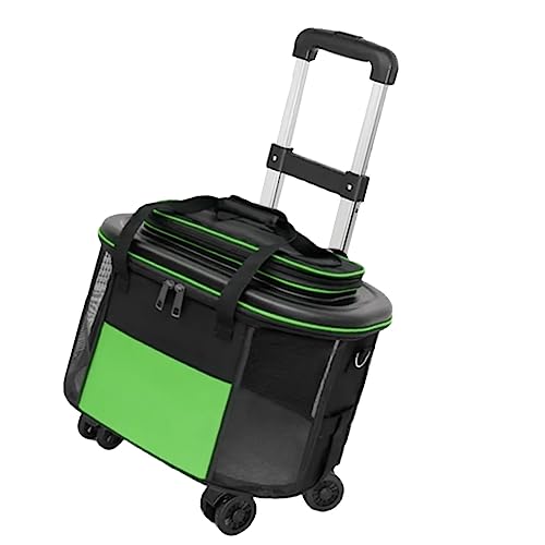 Zerodis Bequemer Katzenträger mit Rädern, Tierwagenkoffer, Tierkoffer, Robuster Träger von Hunden für Hunde mit Rädern Zum Reisen (Green) von Zerodis