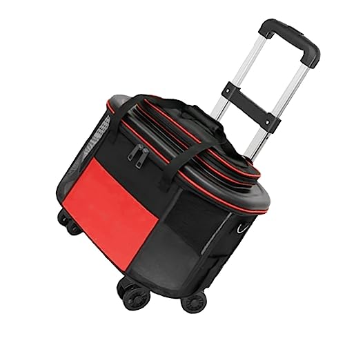 Zerodis Bequemer Katzenträger mit Rädern, Tierwagenkoffer, Tierkoffer, Robuster Träger von Hunden für Hunde mit Rädern Zum Reisen (Rot) von Zerodis