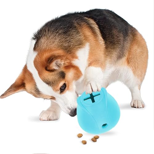 Zerodis Bissfester, Auslaufender Futterball für Hunde, Interaktives Leckerli-Ausgabespielzeug, Reduziert Langeweile und Verbessert die Mundhygiene (Blue) von Zerodis