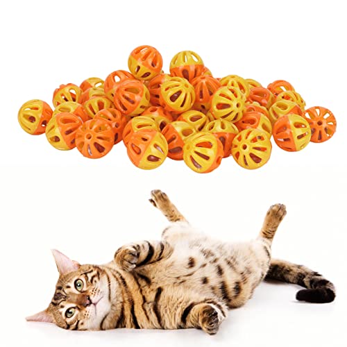 Zerodis Cat Colorful Round Bell Ball, 50 Stück Pet Playing Ball Sets mit Jingle Bell Interactive Playing Ball für Kätzchen Hamster von Zerodis