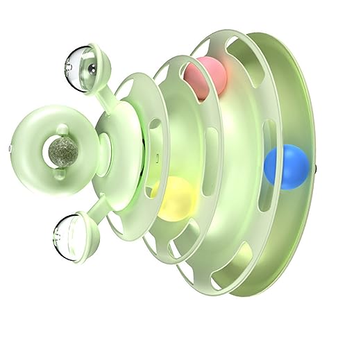 Zerodis Cat Feder Ball Tower Toy Interactive Pet Turntable -Spiel Zum Training mit Katzenminze, Mehrschicht -Design für Innenkatzen (Green) von Zerodis