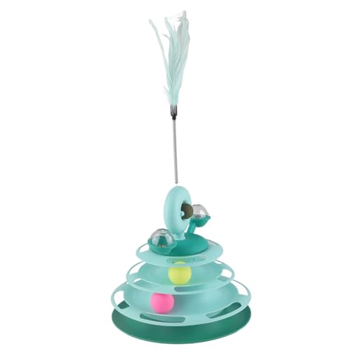 Zerodis Cat Feder Ball Tower Toy Interactive Pet Turntable -Spiel Zum Training mit Katzenminze, Mehrschicht -Design für Innenkatzen (Minzgrün) von Zerodis