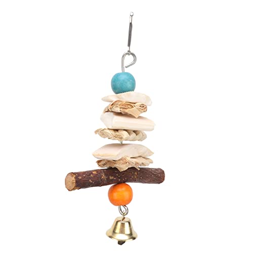 Zerodis Cuttlebone Papageienkauspielzeug mit Bell für Afrikanische Grautöne Vögel, Sicheres Natürliches Tintenfisch -Knochenhängespielzeug für Käfig (15 cm) von Zerodis