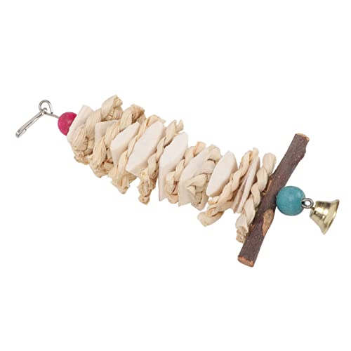 Zerodis Cuttlebone Papageienkauspielzeug mit Bell für Afrikanische Grautöne Vögel, Sicheres Natürliches Tintenfisch -Knochenhängespielzeug für Käfig (25CM) von Zerodis