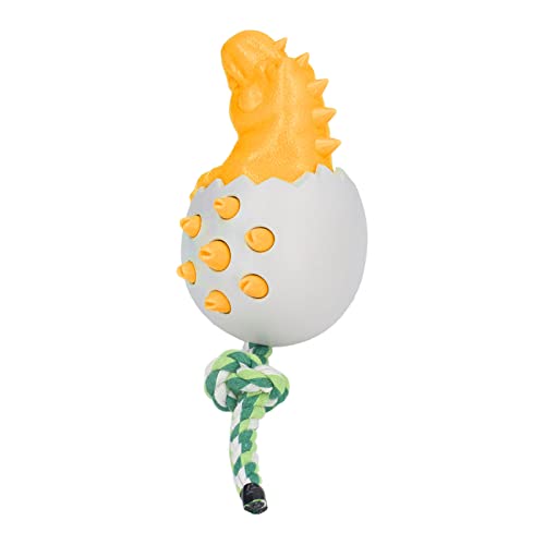 Zerodis Dinosaurier Egghund Zahnbürste Kauen Spielzeug, Hohe Hobness -Hunde -Biss Seilspielzeug, Hundezahnmedizin Spielzeug für Große Haustierhunde, TPR Hund Chew (ORANGE) von Zerodis