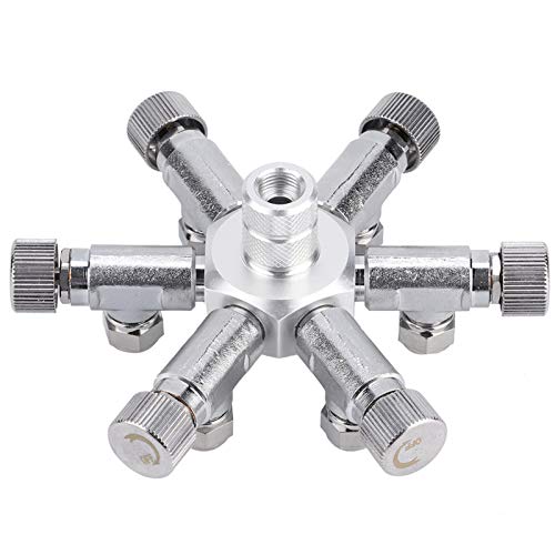 Zerodis Fish CO2 -Splitterregulator, Aluminiumlegierung CO2 -Splitterverteiler mit Mehreren Wegen, aus Premium Materialien, mit Individuellem Nadelventil für Präzise (6 Pässe) von Zerodis