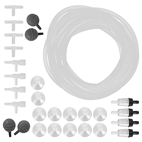 Zerodis FishBubble Stone Set, Aquarium und Zubehör, Ventil Aquarium Bubble Stone Set Aquarium Zubehör Komplettes Zubehör mit Air StoneRed Rückschlagventil, Saugnapf für Fische, (8 Meter von Zerodis