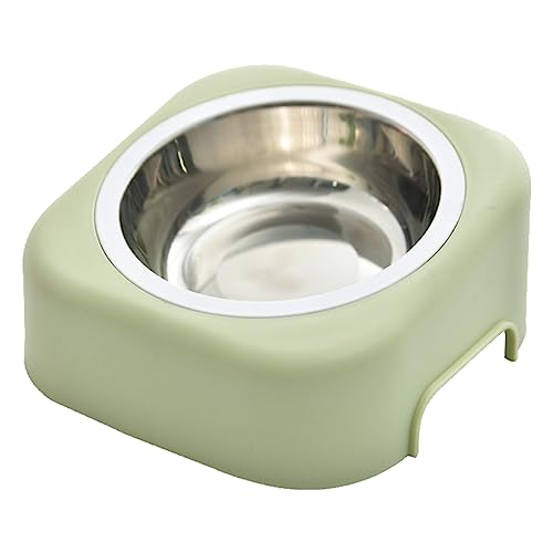 Zerodis Geneigte Hohe Schüssel mit Diätlosen Edelstahl [dauerhafte Basis] für Glückliche Haustiere (Green) von Zerodis