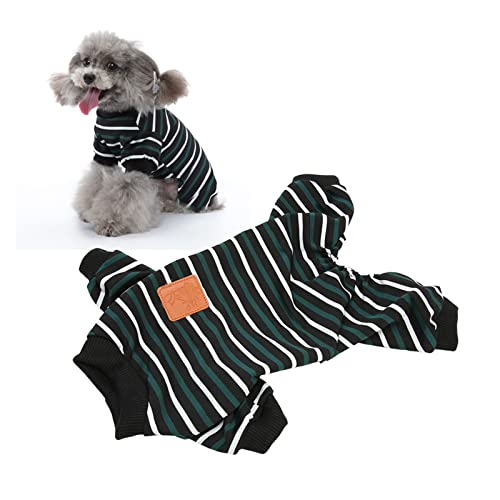 Zerodis Gestreifter Hundepyjama, Hundeoverall, Hautschutz, Dehnbarer Bauchöffnungsentwurf, Warm, süß für Reisen für den Urlaub (M) von Zerodis