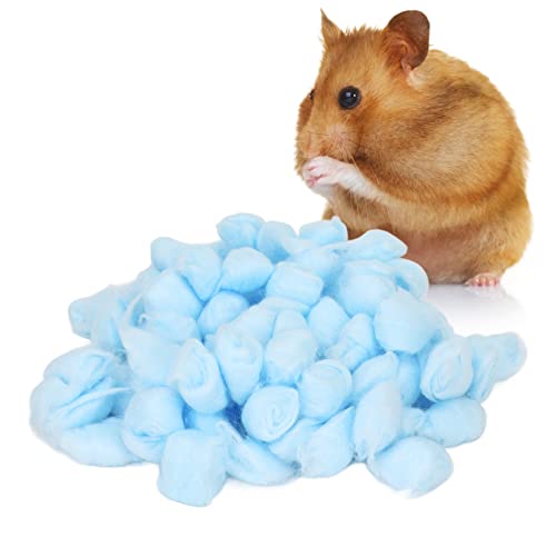 Zerodis Hamster-Bettwäsche-Baumwollknäuel, Handgefertigt, Flauschiger Hamster-Baumwollknäuel, Winter, Warm, Sicher für Syrischen Hamster für Chinchilla (Blau) von Zerodis
