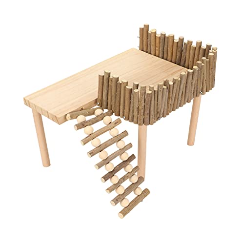 Zerodis Hamster-Plattform mit Kletterleiter Hamster-Kletterplattform Dekorative Meerschweinchen-Plattform Holz-Spielplatz FüR Kleine Haustiere mit Leiter FüR Golden Bear Sugar Glider Guinea von Zerodis