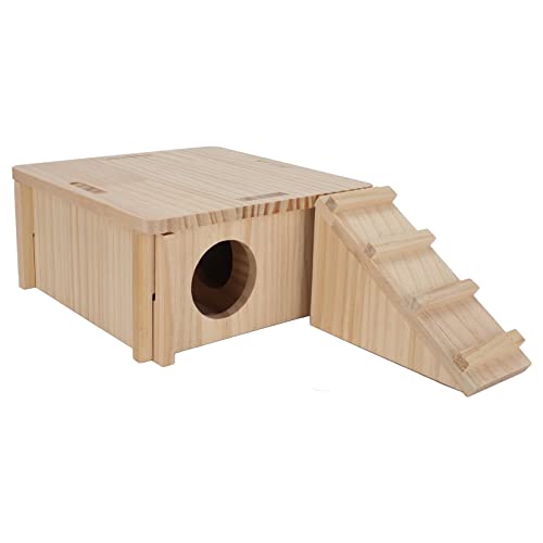 Zerodis Hamsterversteck aus Holz Hamster-Holzversteck Mehrzweck-Mäusehaus aus Holz Hochverdichtetes Hamsterhaus aus Natürlichem Holz mit Leiter Rennmäuse Kammerhütte Lebensräume von Zerodis