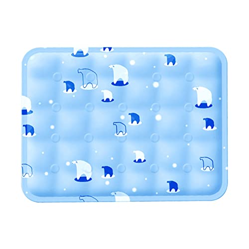 Zerodis Haustier-Kühlmatte, Sommer-Haustier-Eispad, Hundekühler, Katzen-EIS-Schlaf-Kühlpad, Gel, Weiches, Kratzfestes Eispad mit Blauem Schneeflocken-Eisbär (Himmelblauer Eisbär) von Zerodis