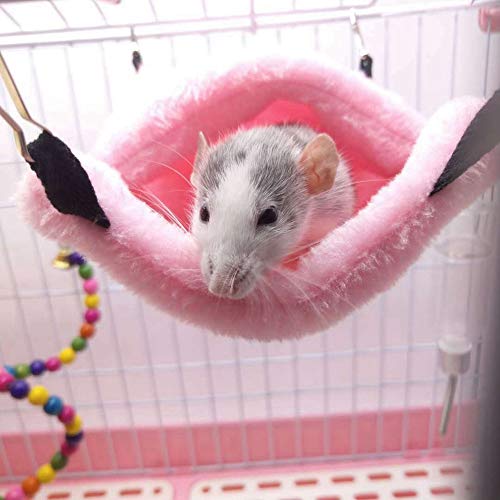 Zerodis Haustier hängendes Nest, rosa Hamsterkäfighaus Winter hängendes Bett Weiches warmes Nest mit Haken für Eichhörnchen Zuckersegelflugzeug Chinchilla Ratte spielt schlafend(rosa S.) von Zerodis