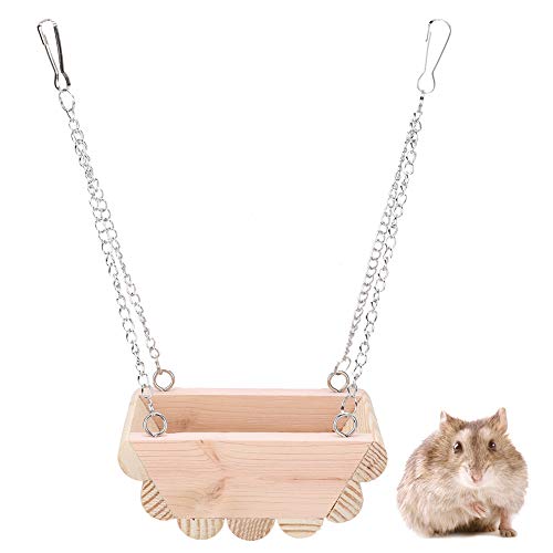 Hölzernes Hamster-Schaukel-hängendes Bootsspielzeug, kleine Haustierkäfig-Hängematte mit Kette für Hamster-Ratten-Eichhörnchen Chinchilla-Papageien und andere kleine Haustiere von Zerodis
