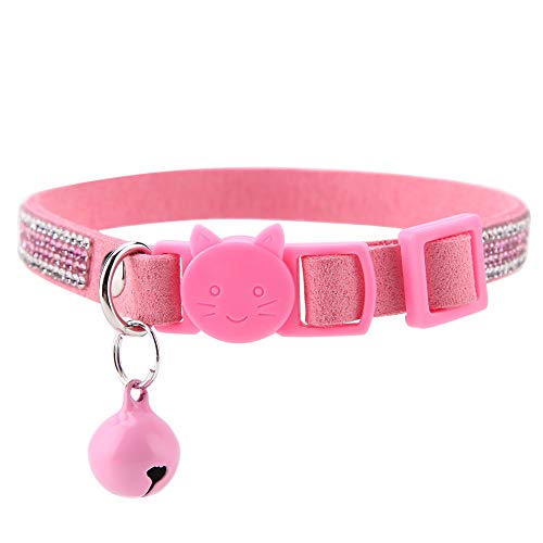 Zerodis Hundehalsband, im Freien verstellbares, sicheres, niedliches Cartoon-Hundehalsband mit wiederverwendbarer Bell-Halskette für Hunde(rosa XS) von Zerodis