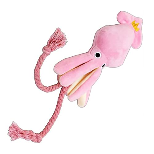 Zerodis Interaktiver Hund Plüsch -Seilspielzeug Rosa Tintenfisch - Leichte Langeweile 9,8 Zoll von Zerodis