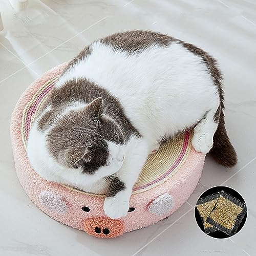 Zerodis Katzenkratzer Kreisförmiges Design Sisal Cat Scratcher Bounge Bauge Bett Unterhaltung zu Kuison - 15,4 -Inch Durchmesser Kratzer (Piggy -Typ) von Zerodis