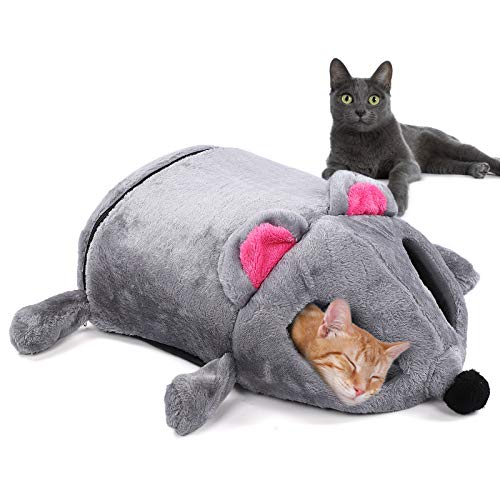 Katzentunnel Schlafbett Mausform Höhle Warm halten Weiches Komfortables Nesthaus für Haustier Katzenhund(grau) von Zerodis