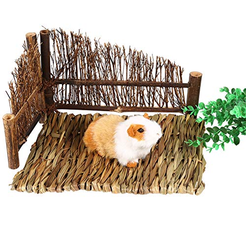 Zerodis Kleines Tier Handgewebte Grasmatte für Hamster Kaninchen Meerschweinchen -Pad Natürlicher Ungiftiges Bequemes Ruhespielgeschenk für Schöne Haustiere (S) von Zerodis