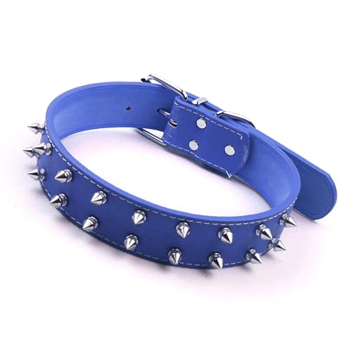 Zerodis Kragen für Hunde Im Punk -Stil mit Gipfeln und Dekorationen von Nieten, Kragen für Haustiere in Universellem Leder für Mittelgroße Hunde Bis zu groß (Blue) von Zerodis