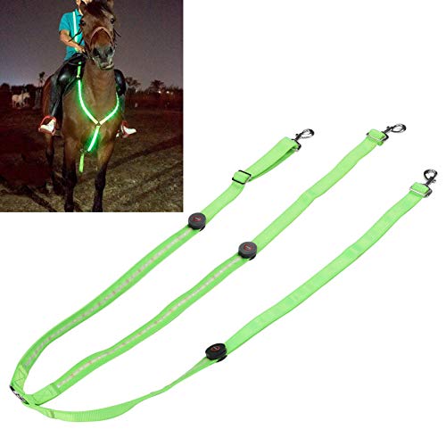 Zerodis LED Horse Breastplate Collar, Verstellbarer LED Luminous Horse Chest Harness Strap Sicherheitsausrüstung Reitausrüstung Zubehör für das Reiten von Zerodis