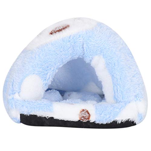 Zerodis Mini-Haustierbett, verdickte Hamster Winterschlafbett Abnehmbare Meerschweinchen Warm House Cave mit Pad für Ratten Eichhörnchen Chinchilla Papageien und andere kleine Haustiere(L-Blau) von Zerodis