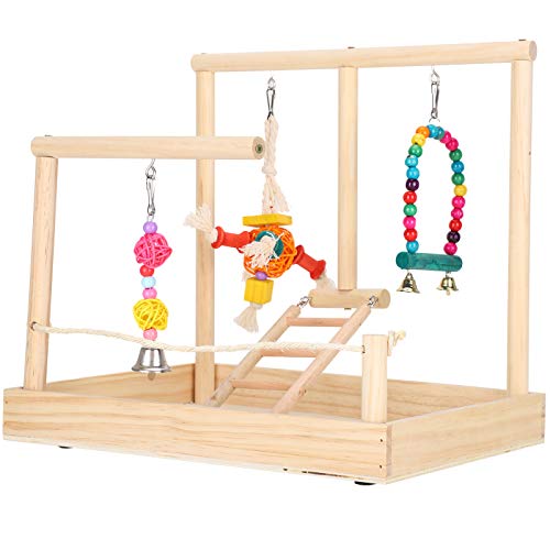 Papagei Spielplatz Vogel Massivholzständer Käfig Barsch Spielständer Holz Barsch Fitnessstudio Laufstall Leiter Übungsmaterial für Vögel Papageien von Zerodis