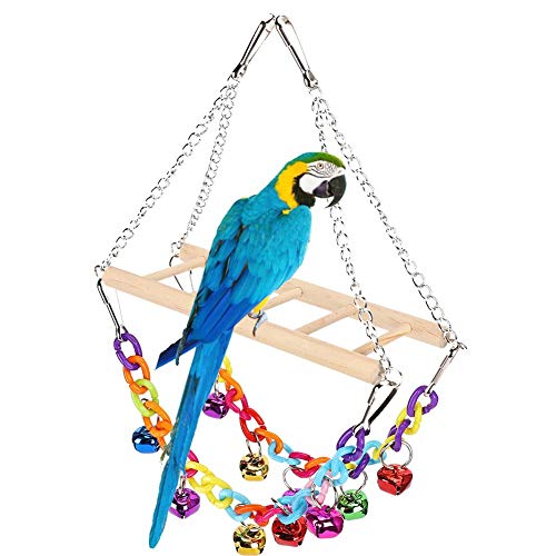 Papagei hängendes Spielzeug, Naturholz Vogel Papagei Schaukel Kauspielzeug Vogelkette Leiter Hängebrücke Trainingsspielzeug für eine große Auswahl an Papageien und Vögeln von Zerodis