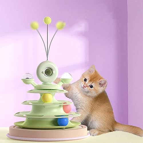 Zerodis Pet Ball Tower Toys mit Veer Catnip 4 Layer Rail Plusgeburspiel, Multi -Layer -Design für Mehr Interesse und Leidenschaft, Gut für die Katze Gesundheit (Green) von Zerodis