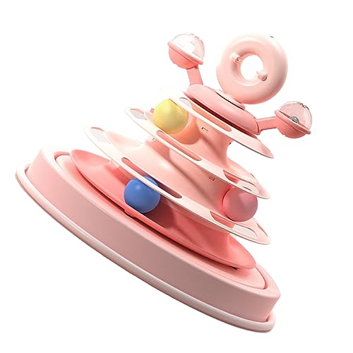 Zerodis Pet Ball Tower Toys mit Veer Catnip 4 Layer Rail Plusgeburspiel, Multi -Layer -Design für Mehr Interesse und Leidenschaft, Gut für die Katze Gesundheit (PINK) von Zerodis