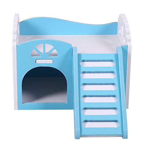 Zerodis Pet Hamster Sleeping Castle, kleines Haustier Ratte Mäuse Nest House Versteck 2 Schichten mit Treppen Übung Spielzeug Spielen(Blau) von Zerodis