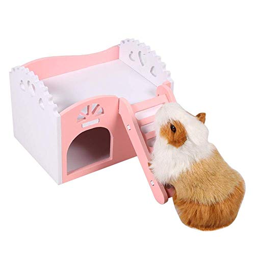 Zerodis Pet Hamster Sleeping Castle, kleines Haustier Ratte Mäuse Nest House Versteck 2 Schichten mit Treppen Übung Spielzeug Spielen(Rosa) von Zerodis