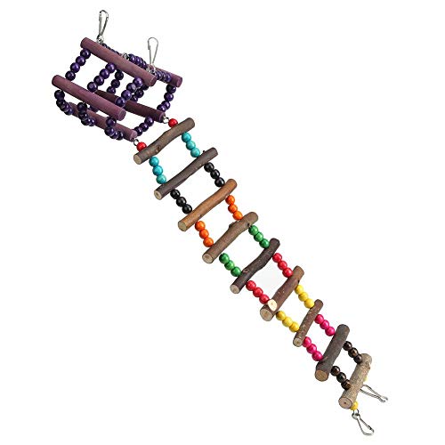 Pet Ladder Swing Hanging Bridge Spielzeug für Vogel Papagei Ara African Greys Wellensittich Hamster Ratte, hergestellt aus rohem Holz und essbarem Farbstoff Pet Ladder Swing Hanging Bridge Spielzeug für Vogel Papagei Ara African Greys Wellensittich Hamster Ratte, hergestellt aus rohem Holz und essbarem Farbstoff von Zerodis