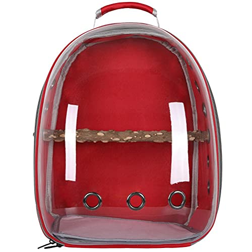 Zerodis Pet Parrot Carrier Bird Travel Bag Rucksack Space Capsule Transparenter Rucksack Atmungsaktiver Papagei Zum Wandern (Rot) von Zerodis